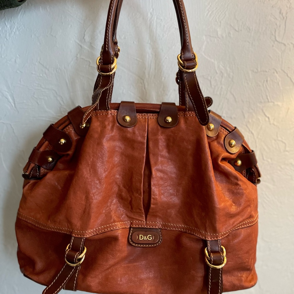 Authentic Vintage brown Dolce and Gabbana Leather Shoulder Bag/Satchel.